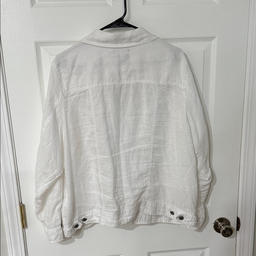 Jones and Company White Jean linen Jacket - Picture 3 of 3